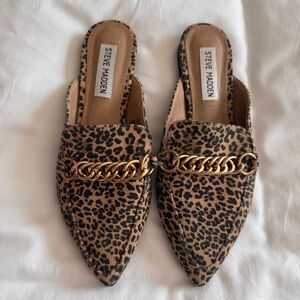 Steve Madden Leopard-Print Chain Mules - Tan/Black
